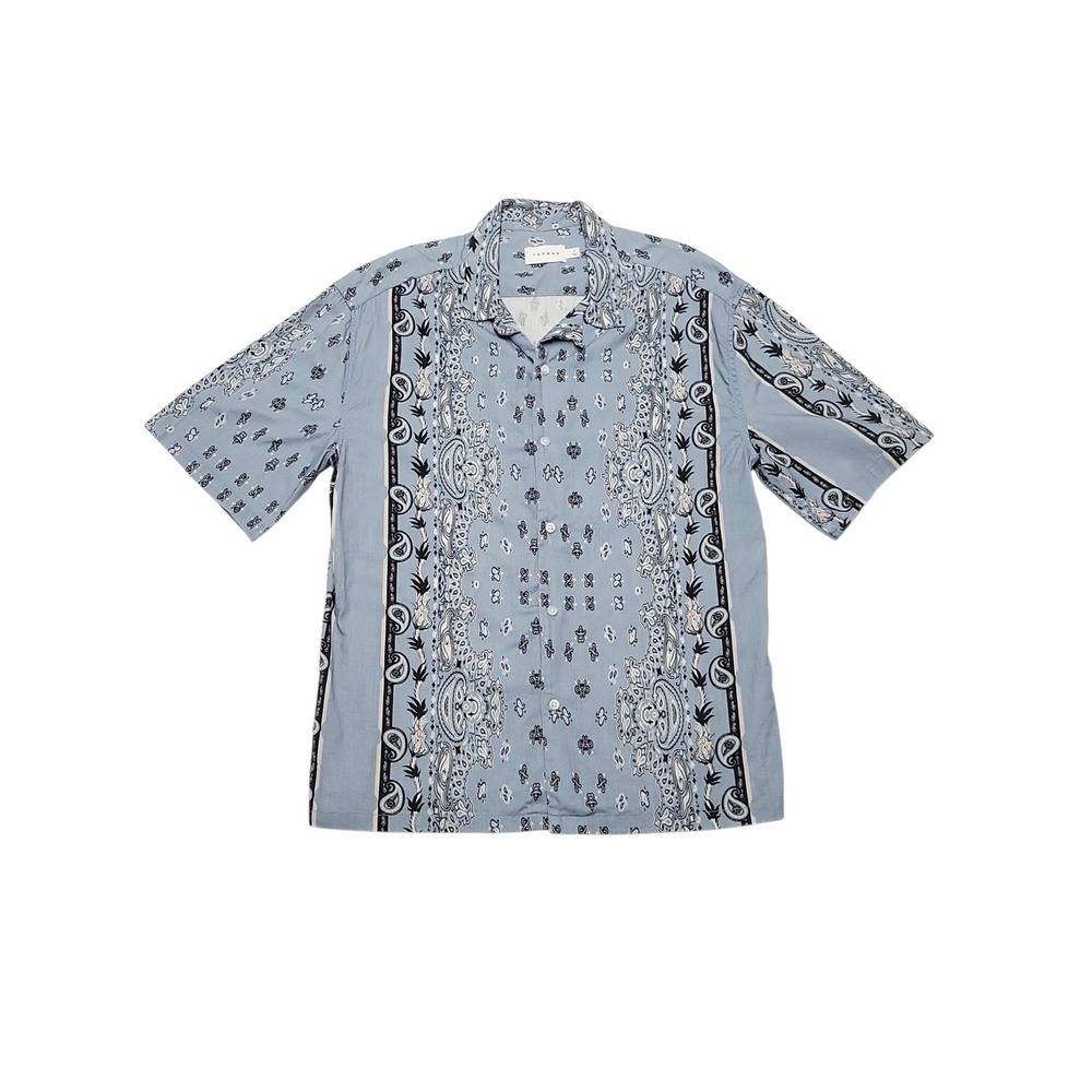 Men's Topman paisley short sleeve button-up shirt Size‎ Large 100% Cotton